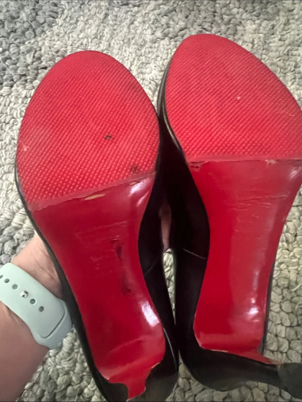 Christian Louboutin Black Leather Peep-Toe Pumps